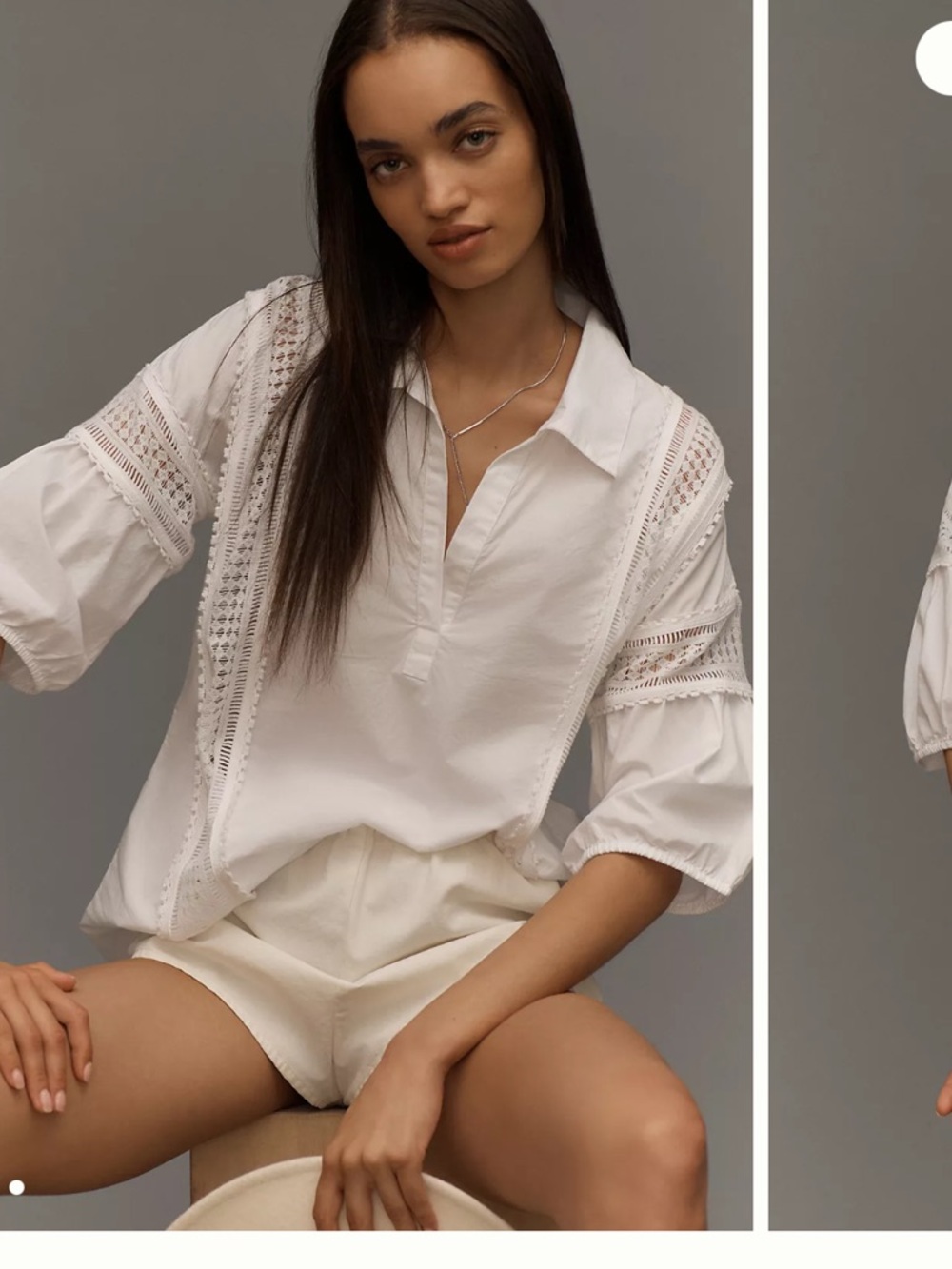 Anthropologie puff sleeve lace tunic blouse